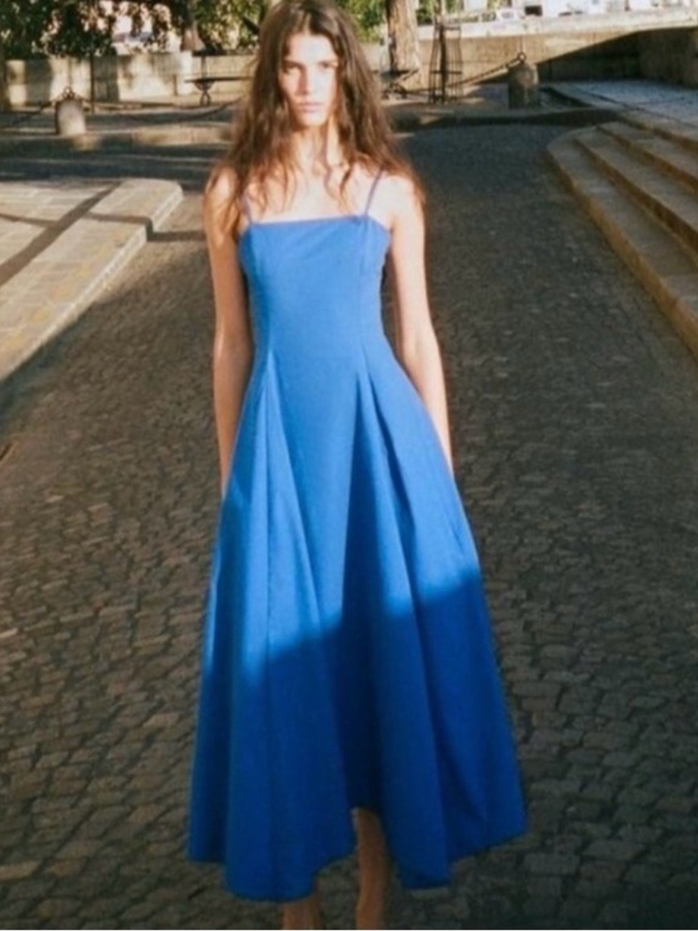 Zara Cobalt Blue Spaghetti-Strap Midi Dress